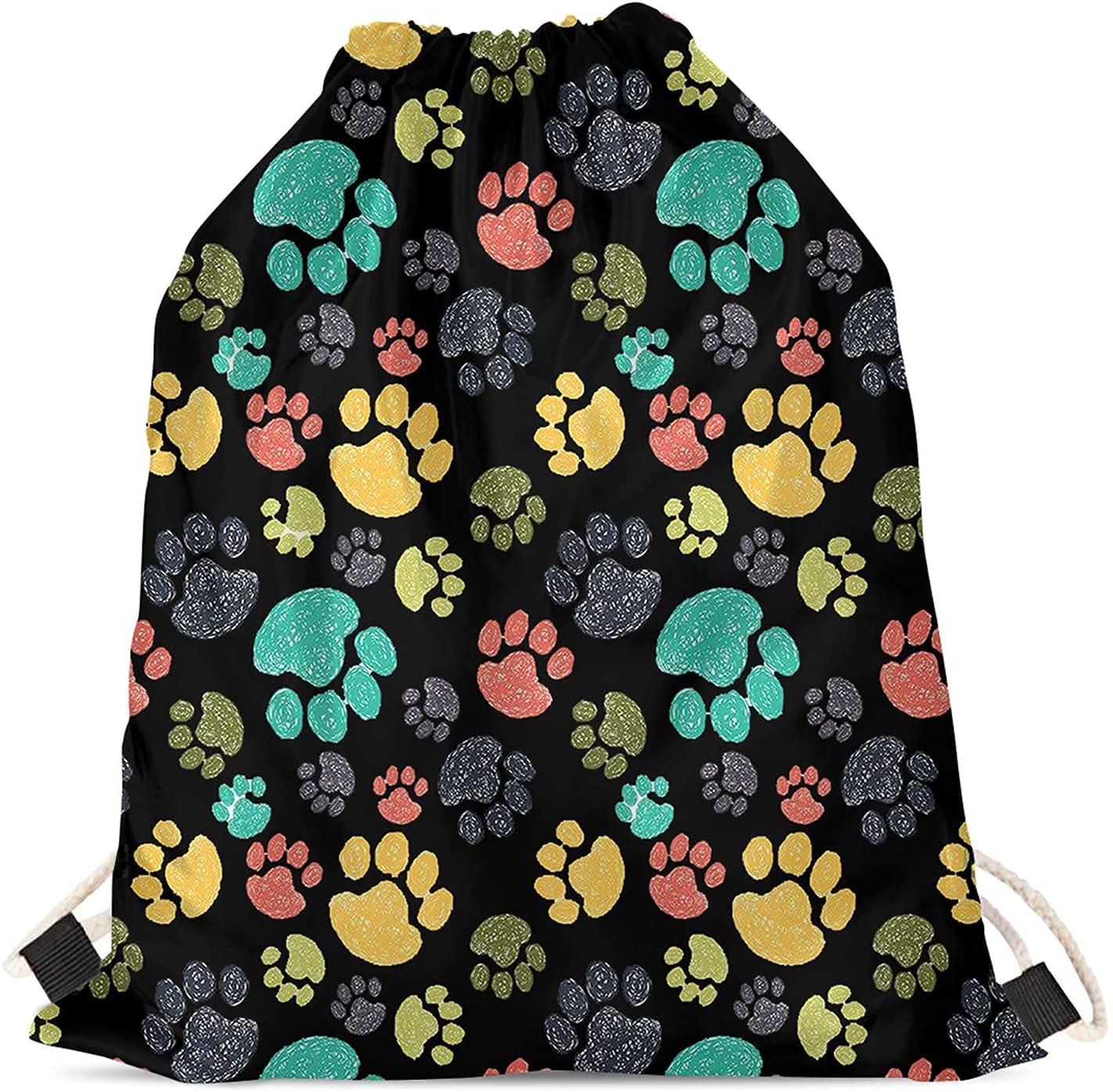Jeiento Girls Paws Colorful Drawstring Backpack For Boys String Backpack Drawstring Gym Bag Cinch Sack