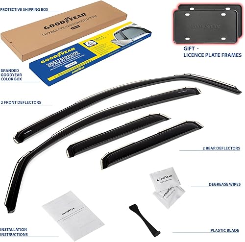 Miniatura 6 de Goodyear Deflectores de ventana inastillables en el canal para camiones, Toyota Tundra 2007-2021, doble cabina, protectores de lluvia, viseras de