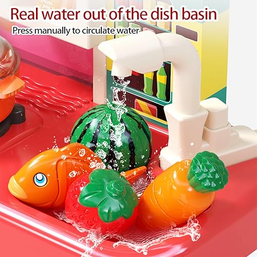 Miniatura 4 de Juego de cocina, juego de cocina para niños, equipado con 54 accesorios de juguete de cocina, con sonido y luz realistas, agua de presión,