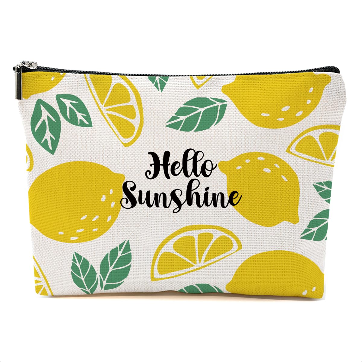 Lemon Makeup Bag Inspirational Cosmetic Bag Sunshine Gifts for Women Girls Friend Niece Daughter Lemon Themed Gifts Travel Organizer Zipper Pouch Graduation Birthday Friendship Gifts