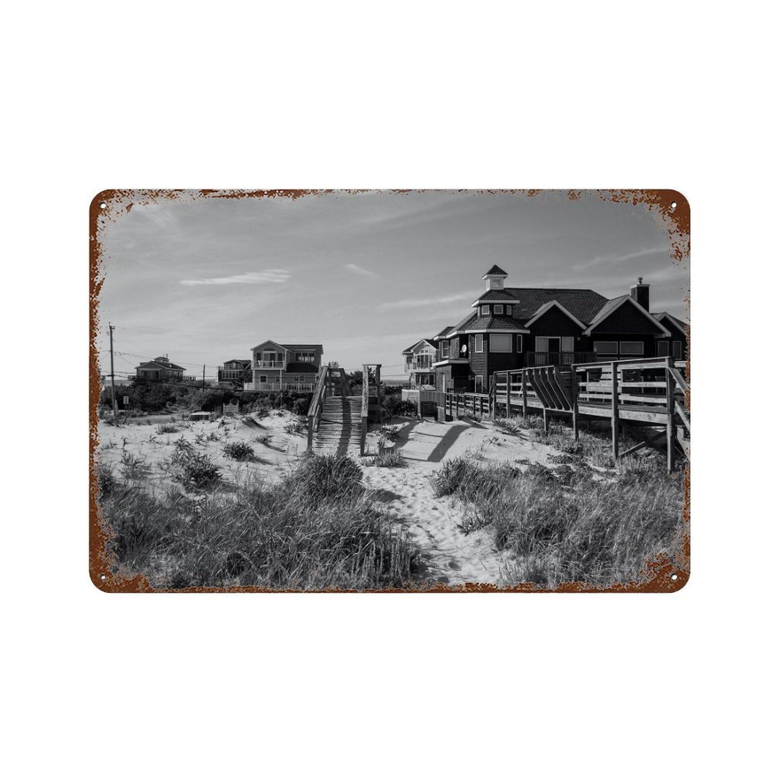 xiaoxiaoshen Black And White The Hamptons Photo Decor New York Wall Decor Art Metal Tin Poster Modern Home Decor Art Home Bar Shop Decorations Vintage Sign 20x30cm