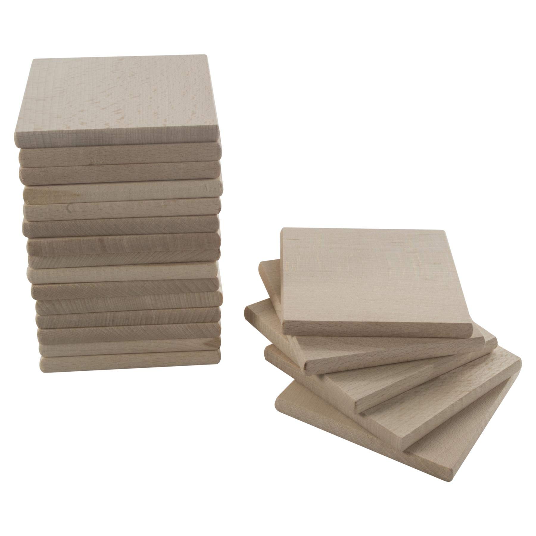 Woodeedoo (50 Pcs. Square 9 Cm Wooden Drink Coasters | Decorative Beechwood Natural Unfinished Wood Blanks Tea Coffee Table Cup Mat Slices Shapes | 8 Mm Thick