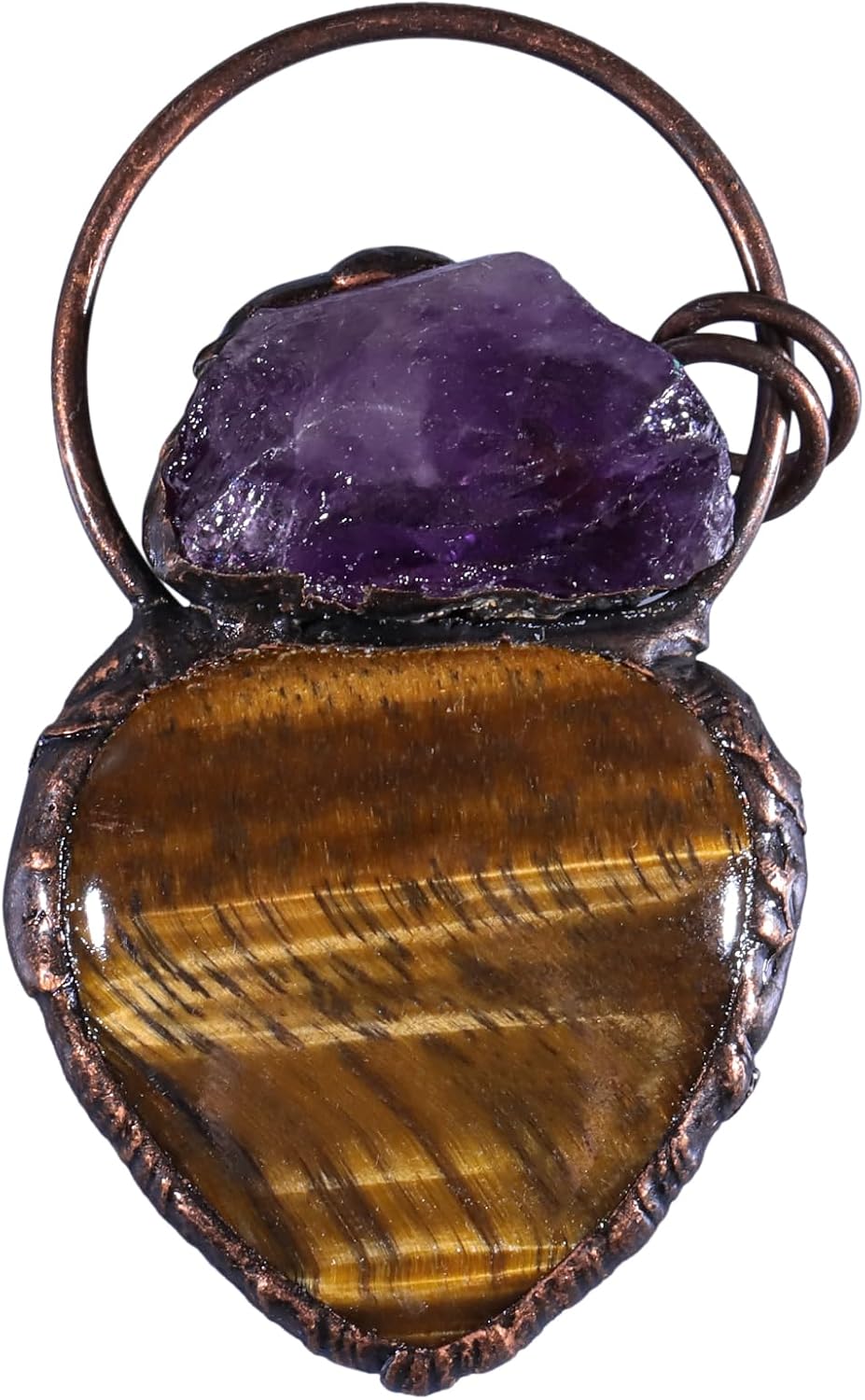 SUNYIK Natural Heart Crystal Pendant Necklace for Women Men, Raw Amethyst Charm Pendant with Adjustable Chain - Image 5