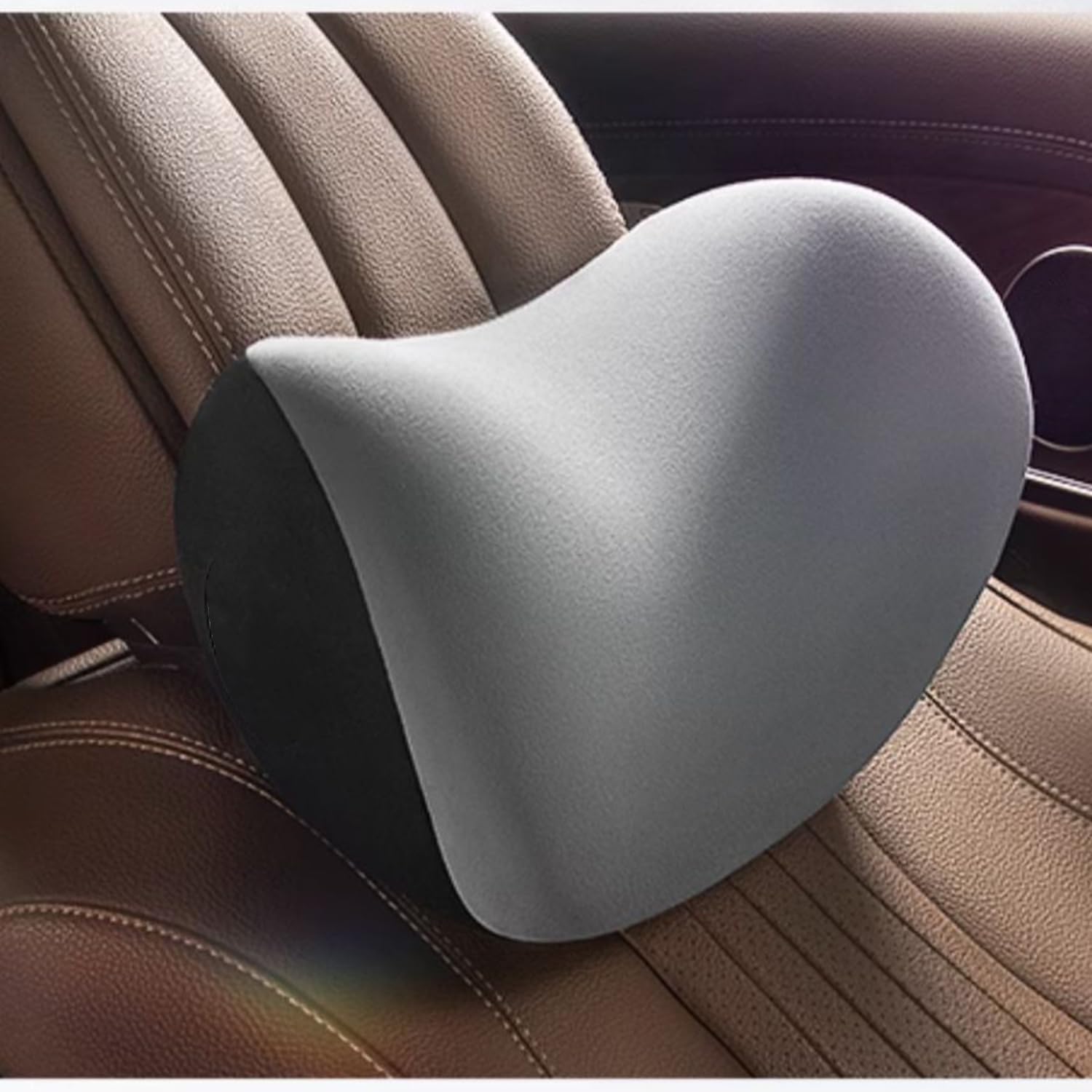 CompuCleverCar Neck Pillow for Driving/Office Chair 1 Pack, Memory Foam Neck Support with Breathable Cover Adjustable Strap, Headrest for Pain Relief, Ergonomic Design Neck Cushion(Black & Grey)