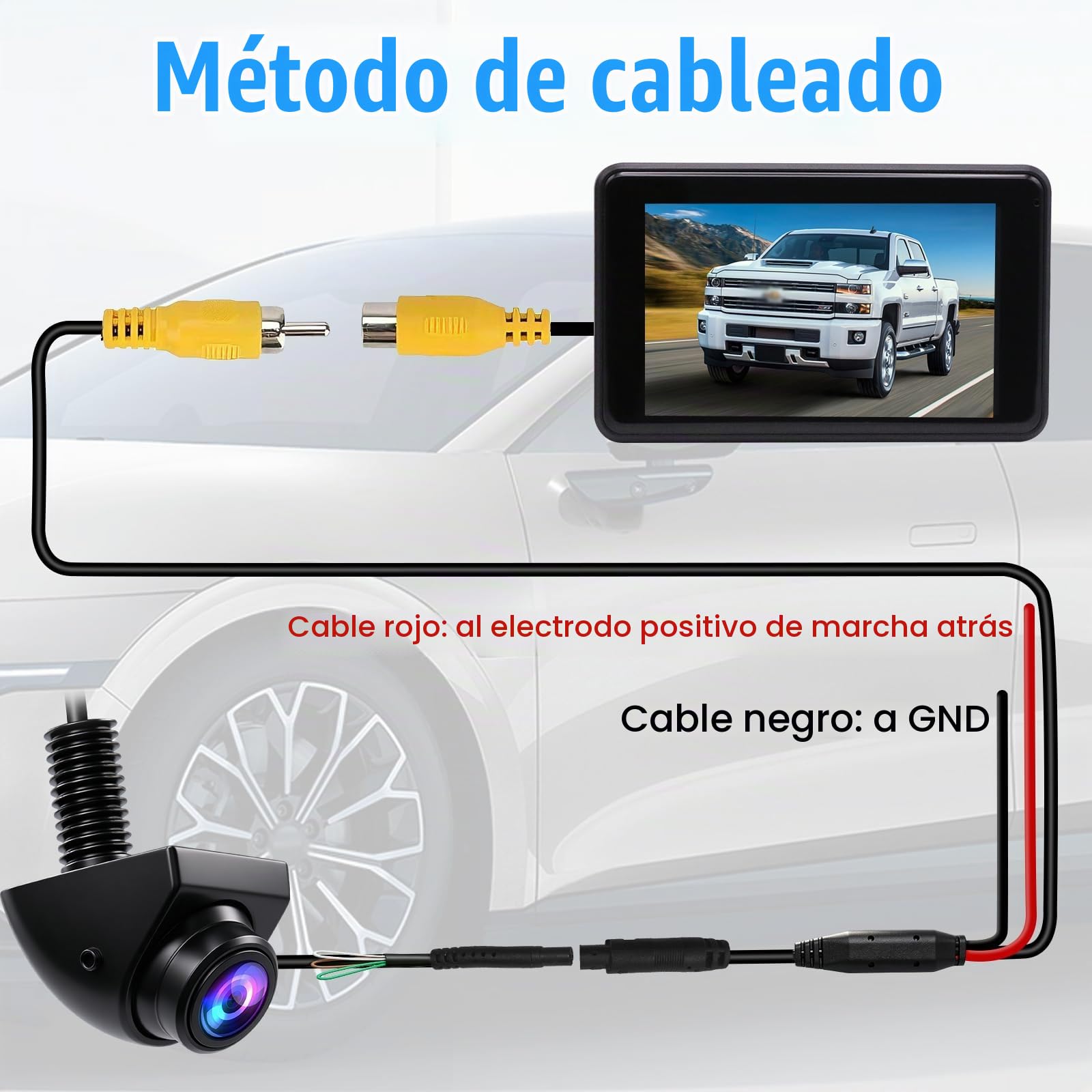 OBEST Camara Marcha Atrás Coche AHD/CVBS Visión Nocturna Cámara Trasera | 1080P, 360 Rotar, 170Gran Angular, 6m Cable RCA, Camara Aparcamiento Lateral Universal para 12V-24V Auto Furgoneta Camion