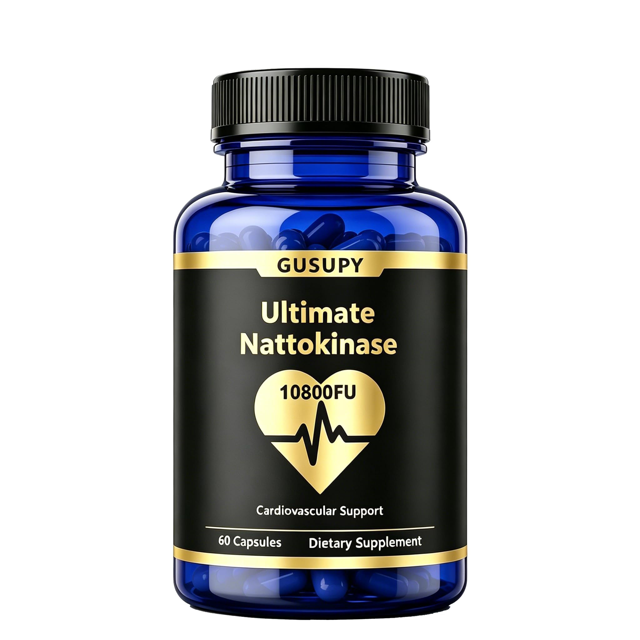 GUSUPY Suplemento de multi-enzimas com nattokinase 10.800 FU, 60 cápsulas