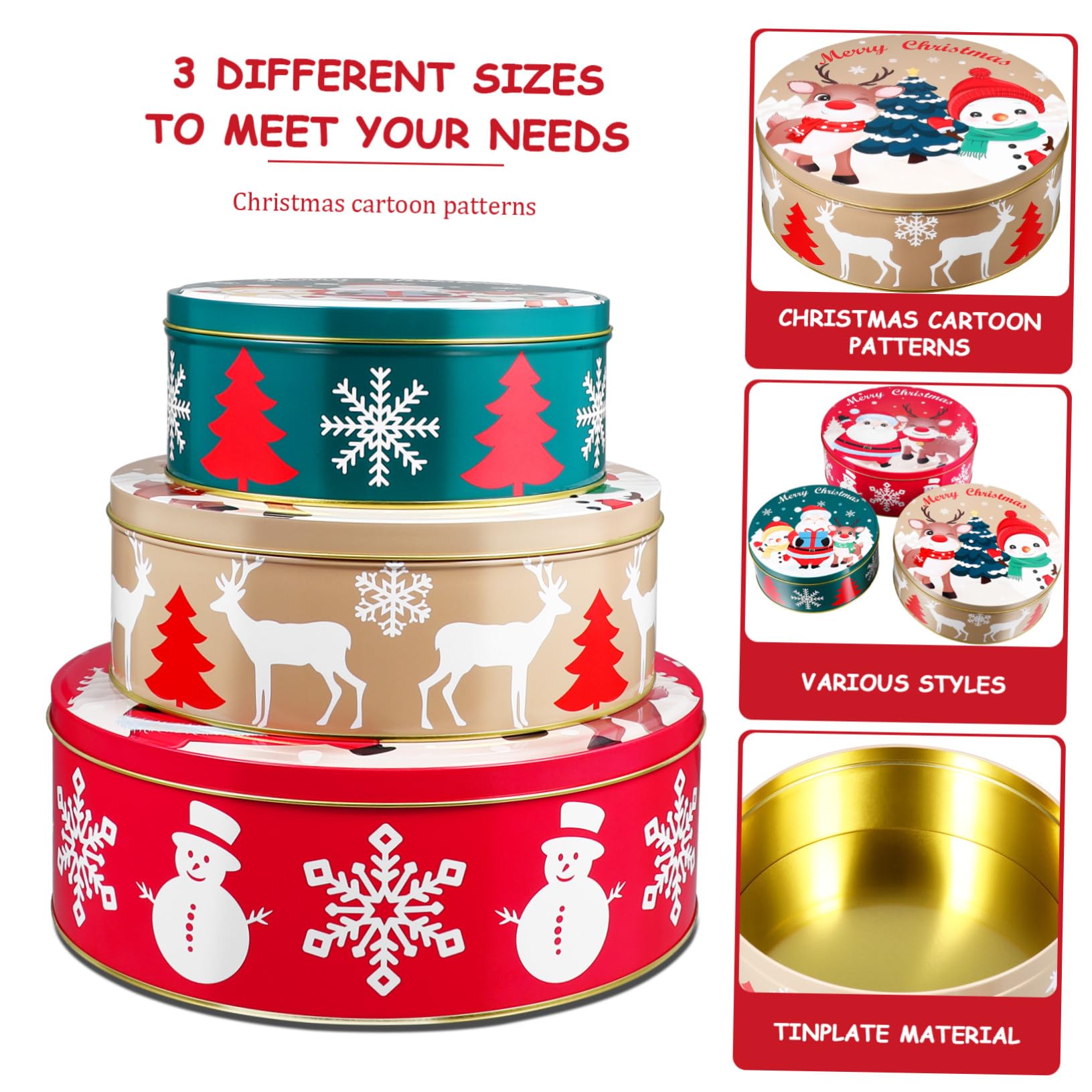 HANABASS Boîte à Biscuits de Noël Ronde avec Couvercle – Conservation Hermétique pour Bonbons, Friandises Et Cadeaux Faits Maison | Articles Et Décorations de Fête Noël 25,0 x 25,0 x 10,0 cm