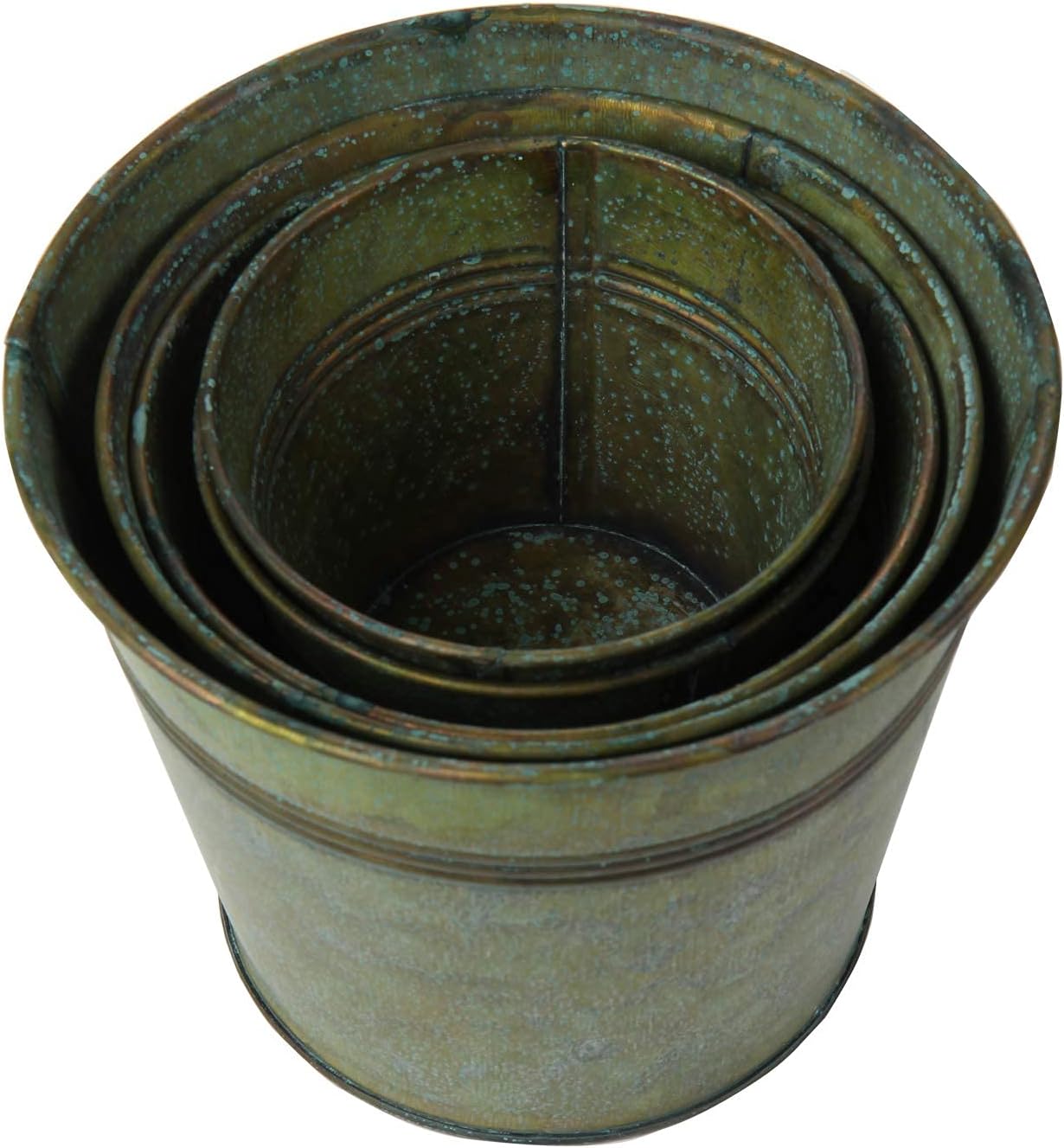 Briful 5 Size Galvanized Planters for Plants Rustic Farmhouse Metal Galvanized Flower Buckets, Vintage Garden Pots, Home Indoor Outdoor Decor Tin Planter, 3.7In/3.9 in/5.1In/5.9In/7.1In, Bronze