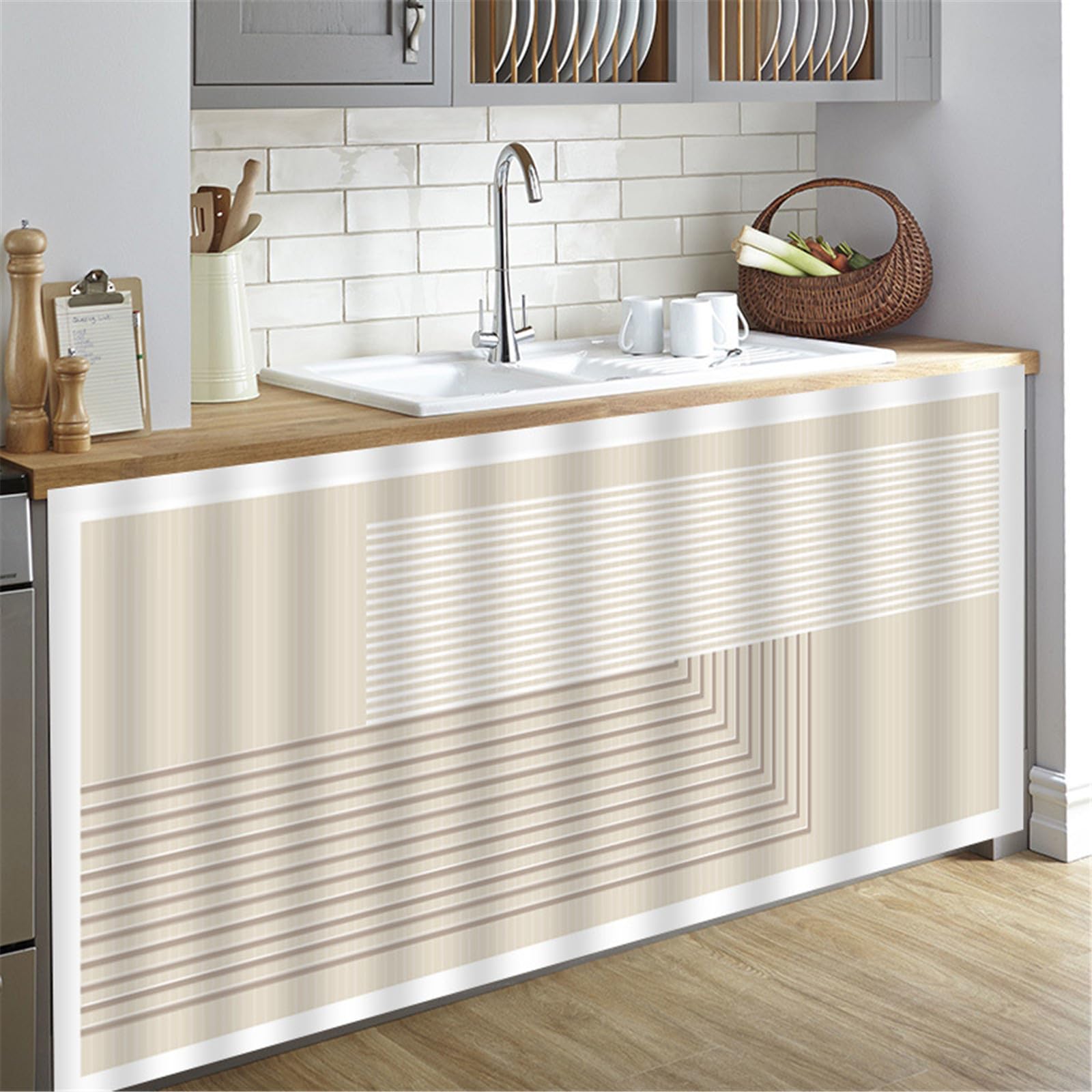 Rideau Court Cuisine Anti-poussière Beige W100xH70cm - Rideau Fenêtre Placard Occultant Style Nordique