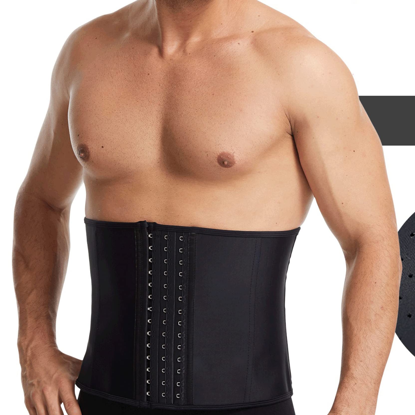 Ceinture amincissante fine pour homme - Crochets réglables - Ceinture de sudation - Respirant