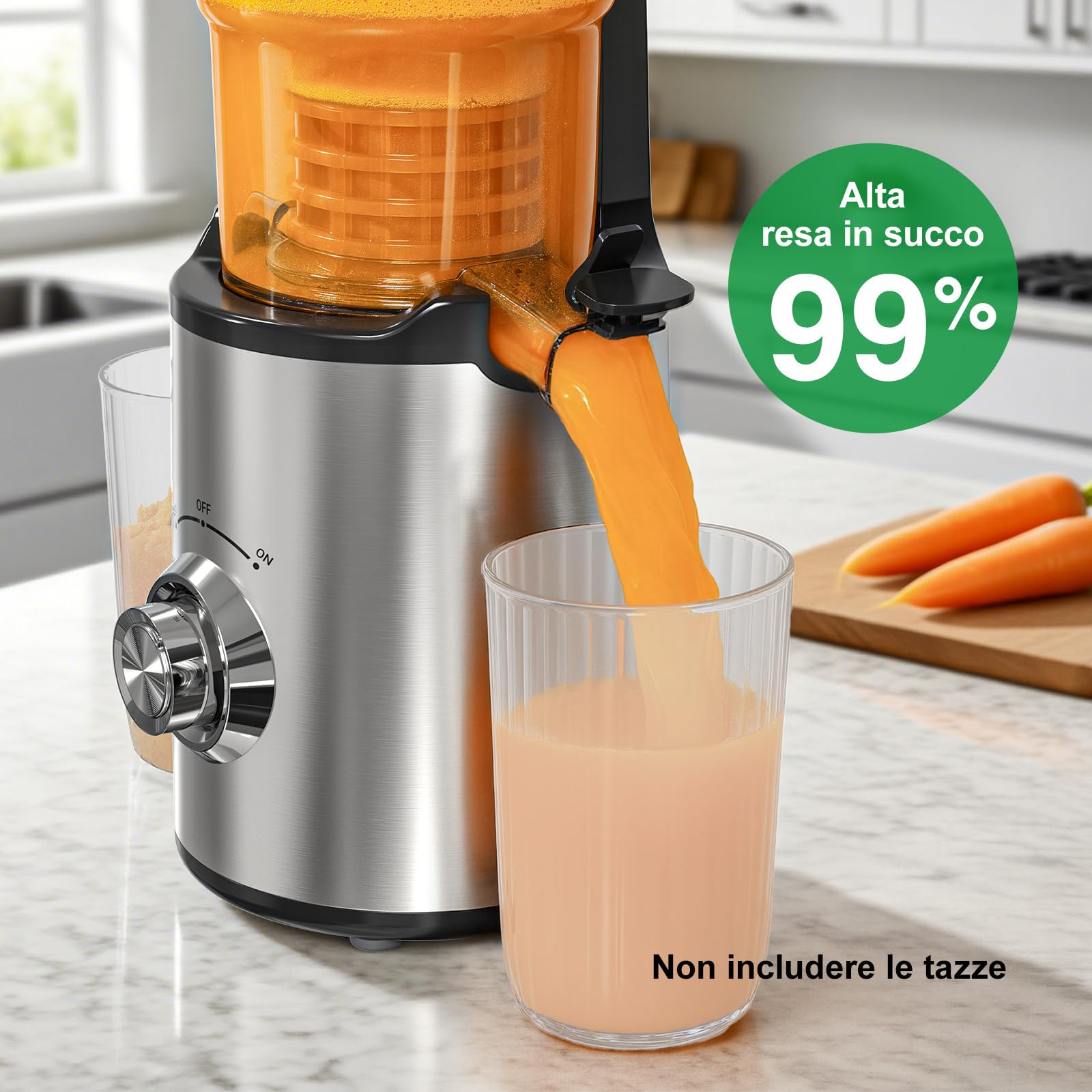 Estrattore Frutta e Verdura, Apertura di 148 mm e Capacità di 2L, Adatto per la Colazione, Un'alimentazione Sana e le Riunioni di Famiglia