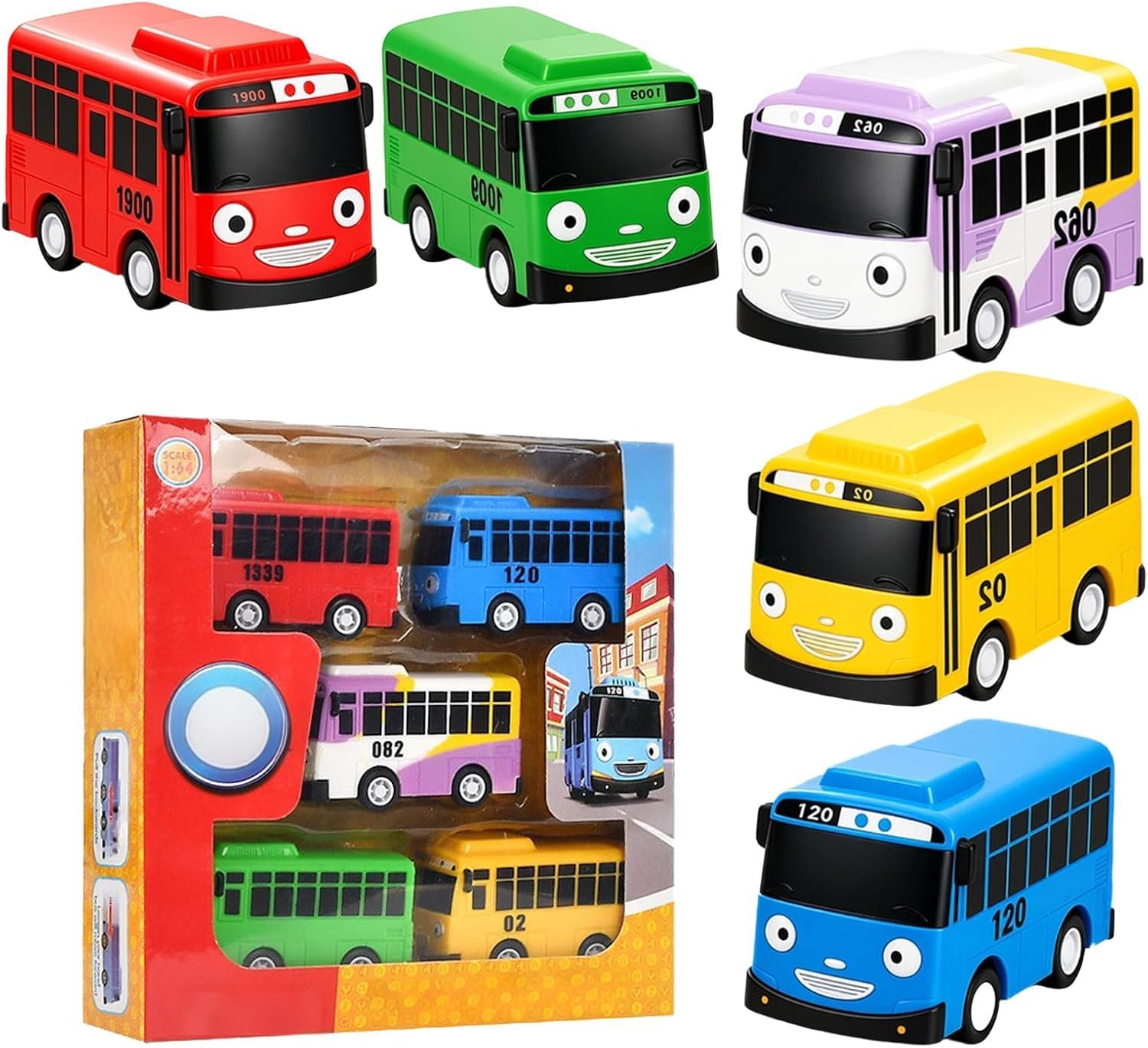 PYuWejn 5 Pcs Mini Bus Boxed Set, Bus Decoration Model Collection