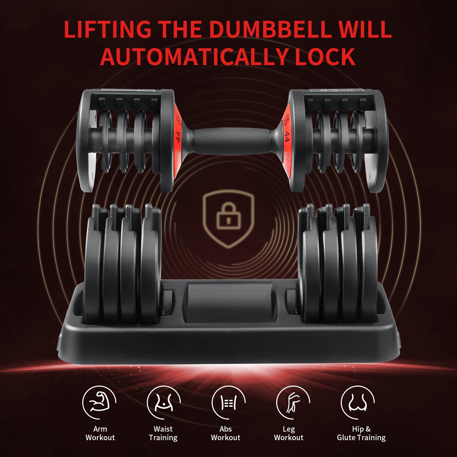 55lbs (Pair) Adjustable Dumbbell Set, Dumbbells Weight with Anti-Slip Fast Adjust Turning Handle, Sets for Men and Women, Exercise Pair for Home Gym