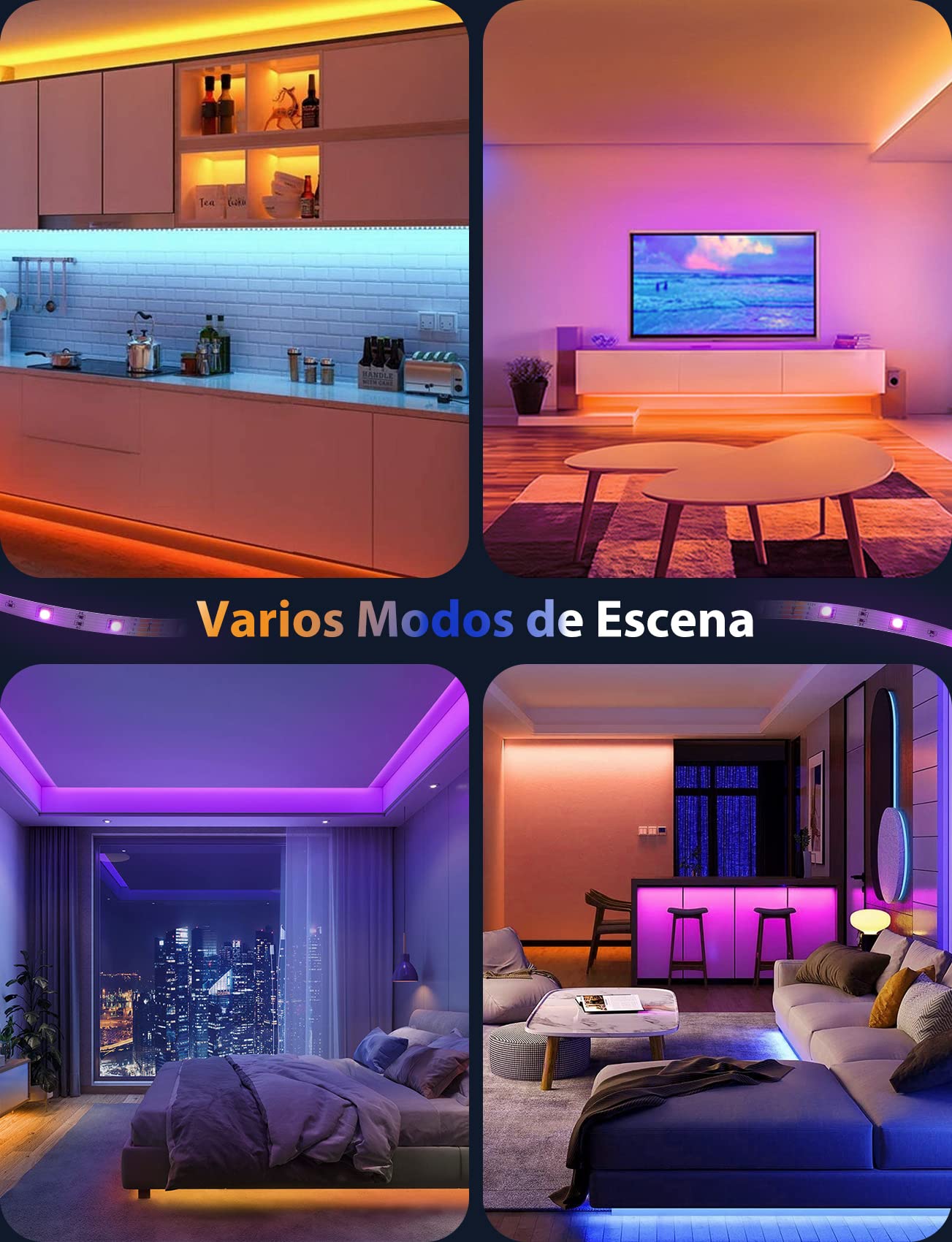 Aigostar Tira LED Alexa 20 M, Luces LED Habitacion Inteligente Compatible con Alexa, Google Assistant, Música DIY, Tira LED RGB para Habitacion, Cocina, Fiesta, Bricolaje, Decoración del Hogar