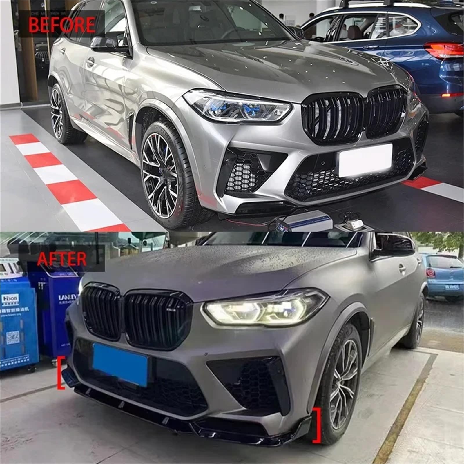 2019 do 2023 kompatybilny z BMW F95 X5M M wydajność dokładka przedniego zderzaka samochodu Splitter zderzaka Spoiler OEM FIT czarne błyszczące zestawy karoserii osłona ABS