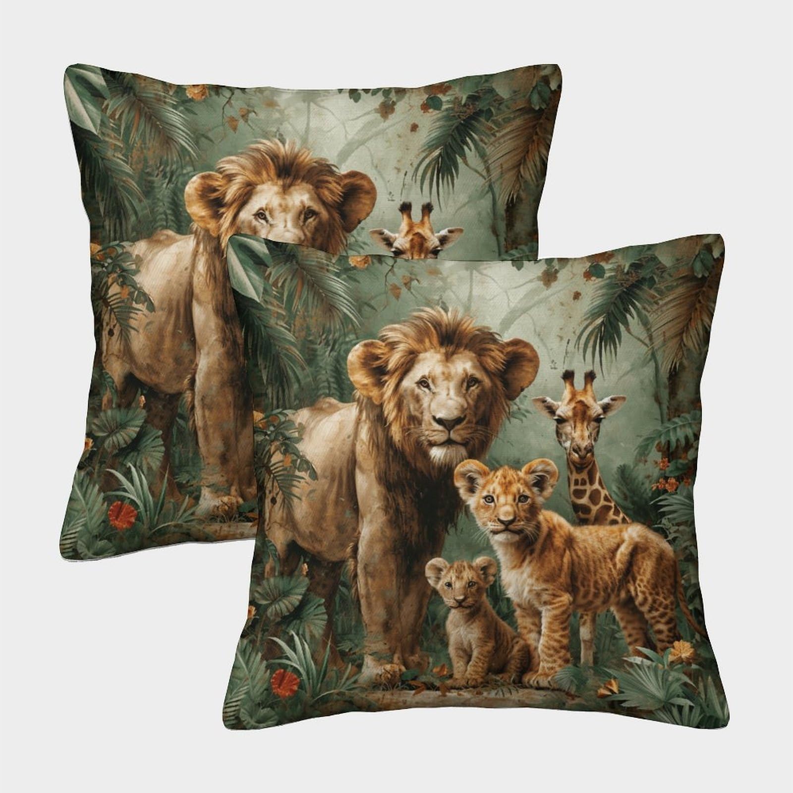 kaiyun 2 Pack Boho Pillow Case 40x40cm 3D Printing African Animals Cushion Cover,home Decoration Sofa Cushion