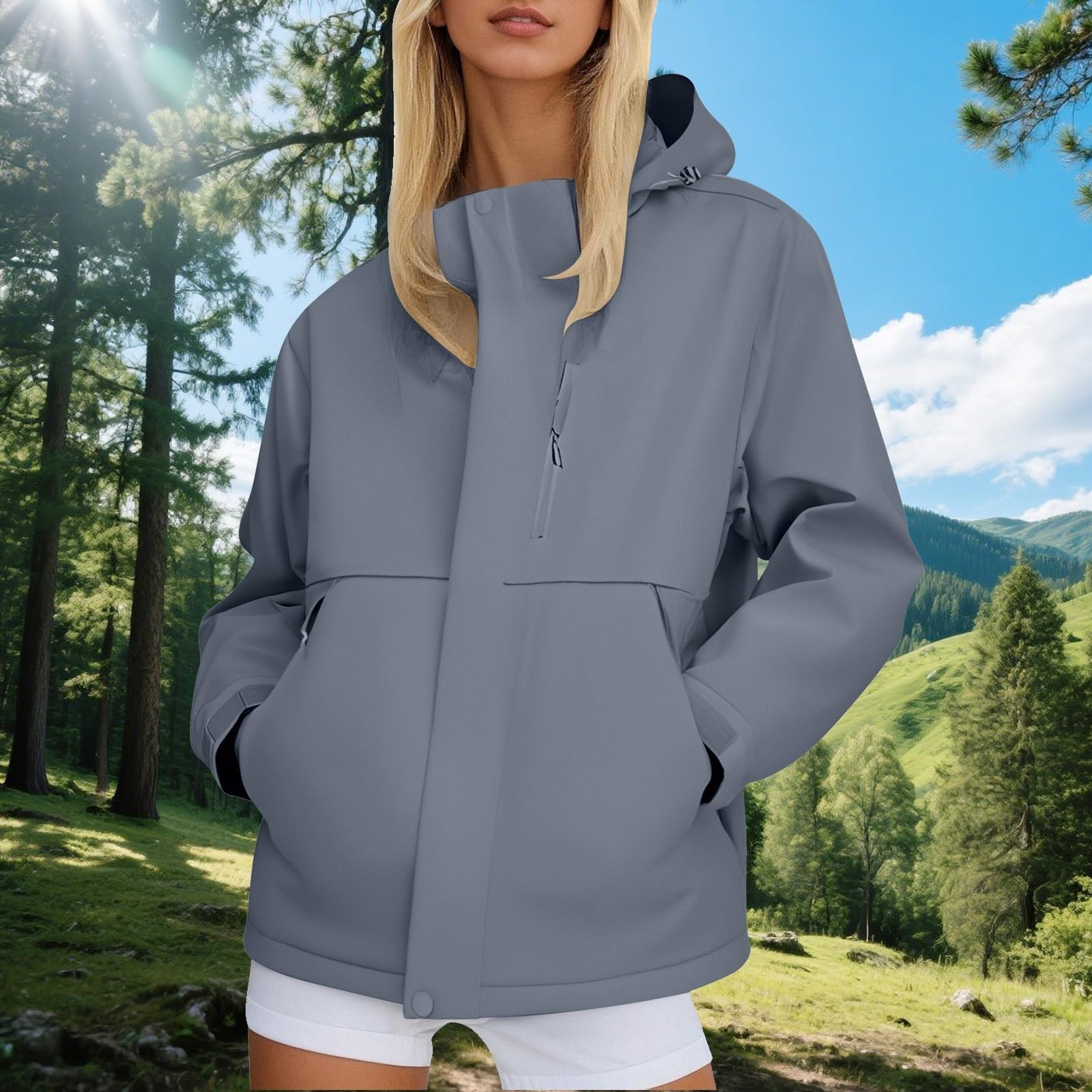 Chaquetas Impermeables Para Mujer, Cortavientos Ligero, Senderismo, Viajes, Exteriores, Con Bolsillos Calcetines Gordos Mujer Chaqueta 3 En 1 Chaqueton Fina Chubasquero Running Parka