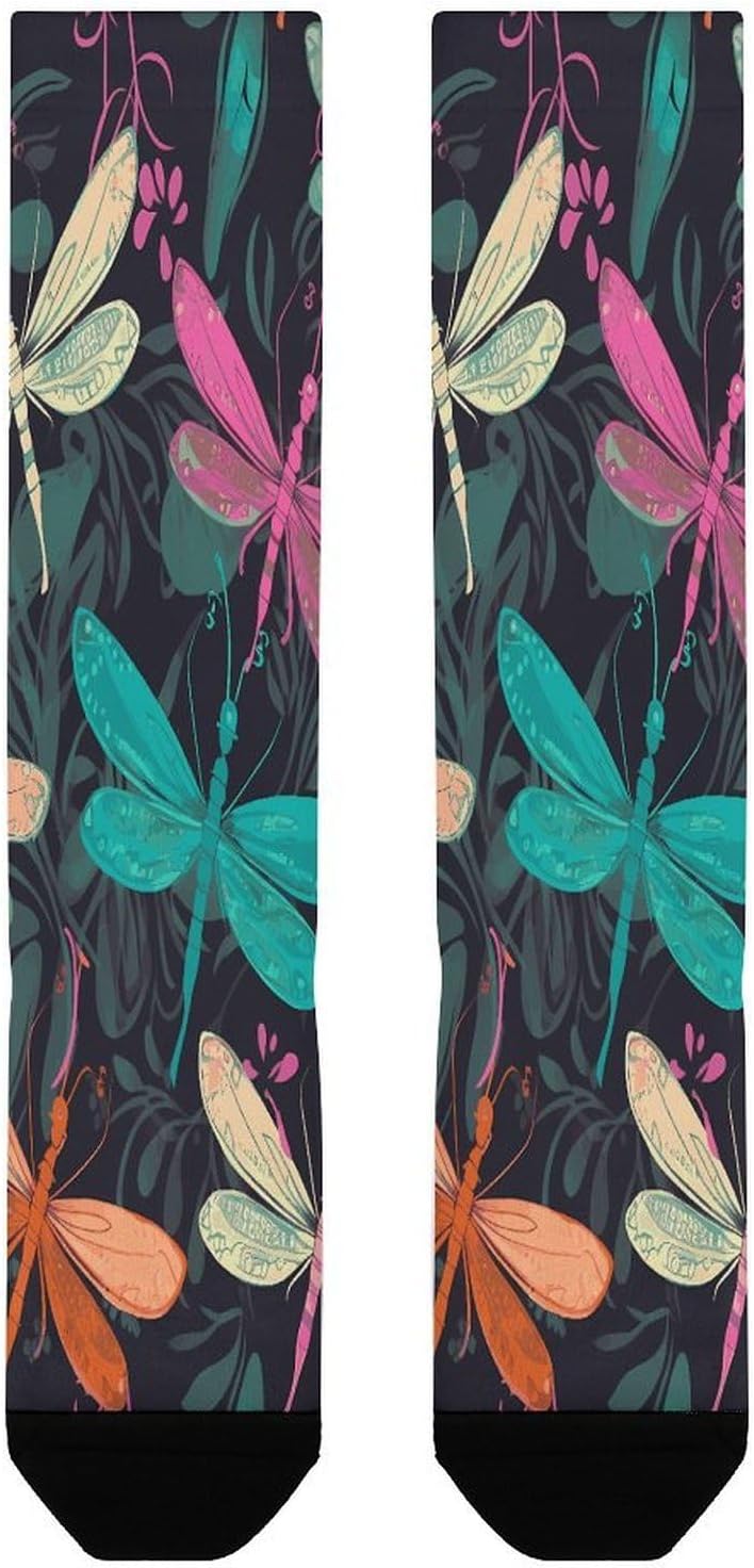 Cute Dragonfly Crew Socks Calf Socks Athletic Crew Sock