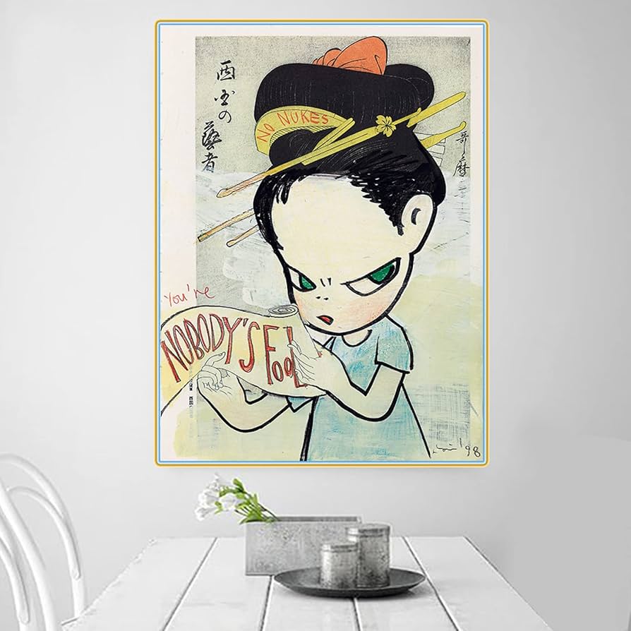 Amazon.co.jp: 奈良美智ポスター誰もが馬鹿な絵抽象キャンバス壁アート