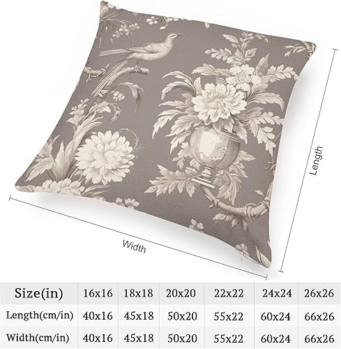 Miniatura 4 de Fundas de cojín florales de Toile marrón y blanco para el hogar, sofá, automóvil, oficina, cama, sala de estar, decoración retro de granja de 22 x