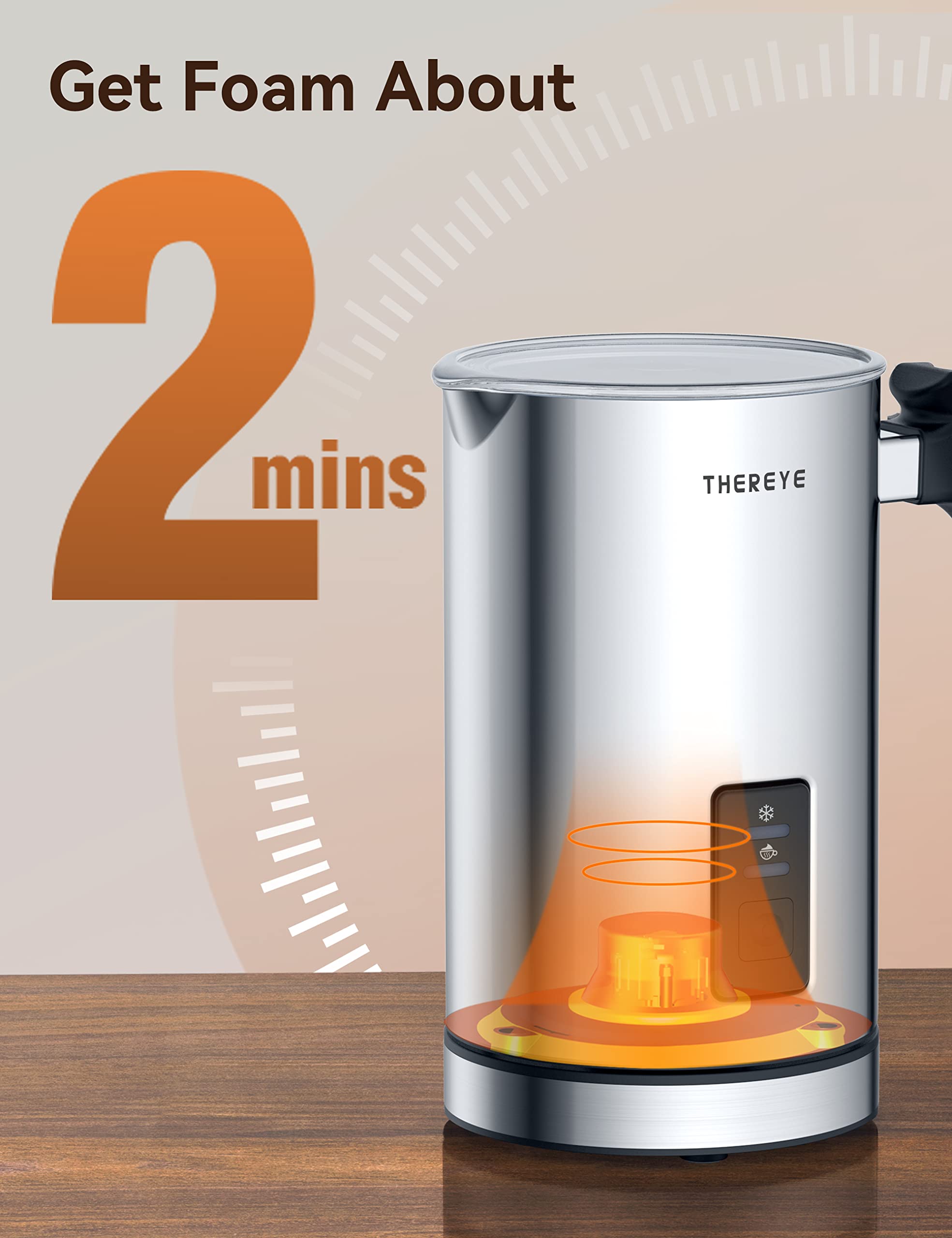 Thereye Milk Frother, Electric Milk Steamer, Automatic Hot and Cold