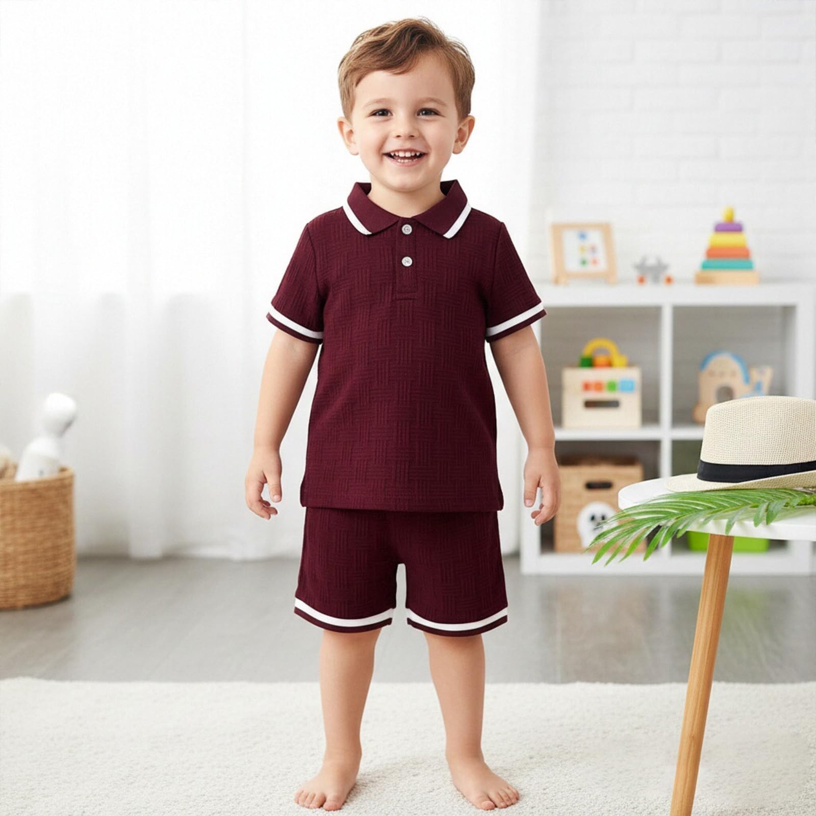 2 Pcs Ensemble Vêtement Bébé Garçon Casual Manches Courtes Poloshirt Tops+ Shorts 2 Pièces Ensemble de Survêtement