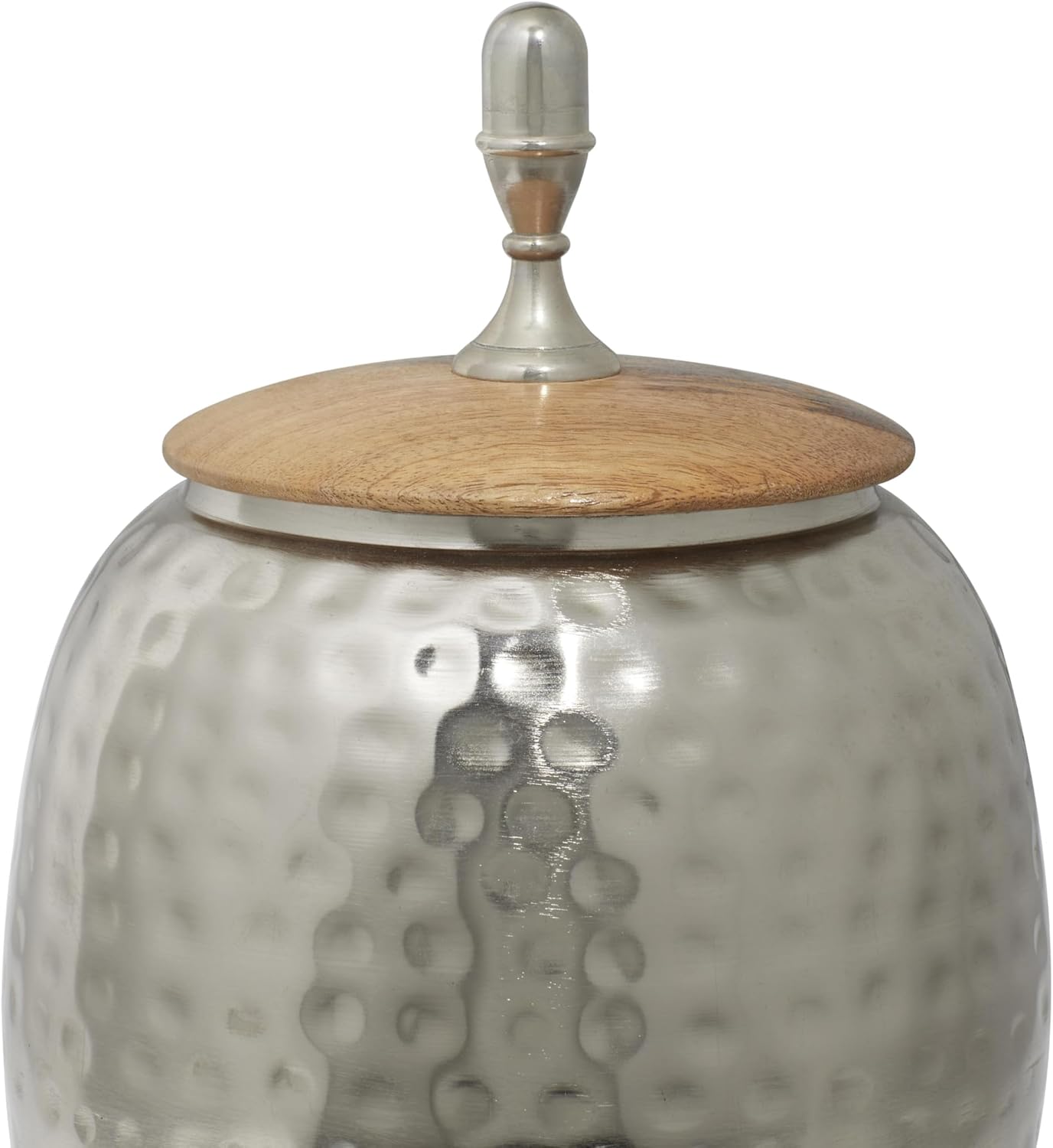 Deco 79 Metal Living Room Decorative Jars Decorative Container, Jar with Lid 7" x 7" x 16", Silver