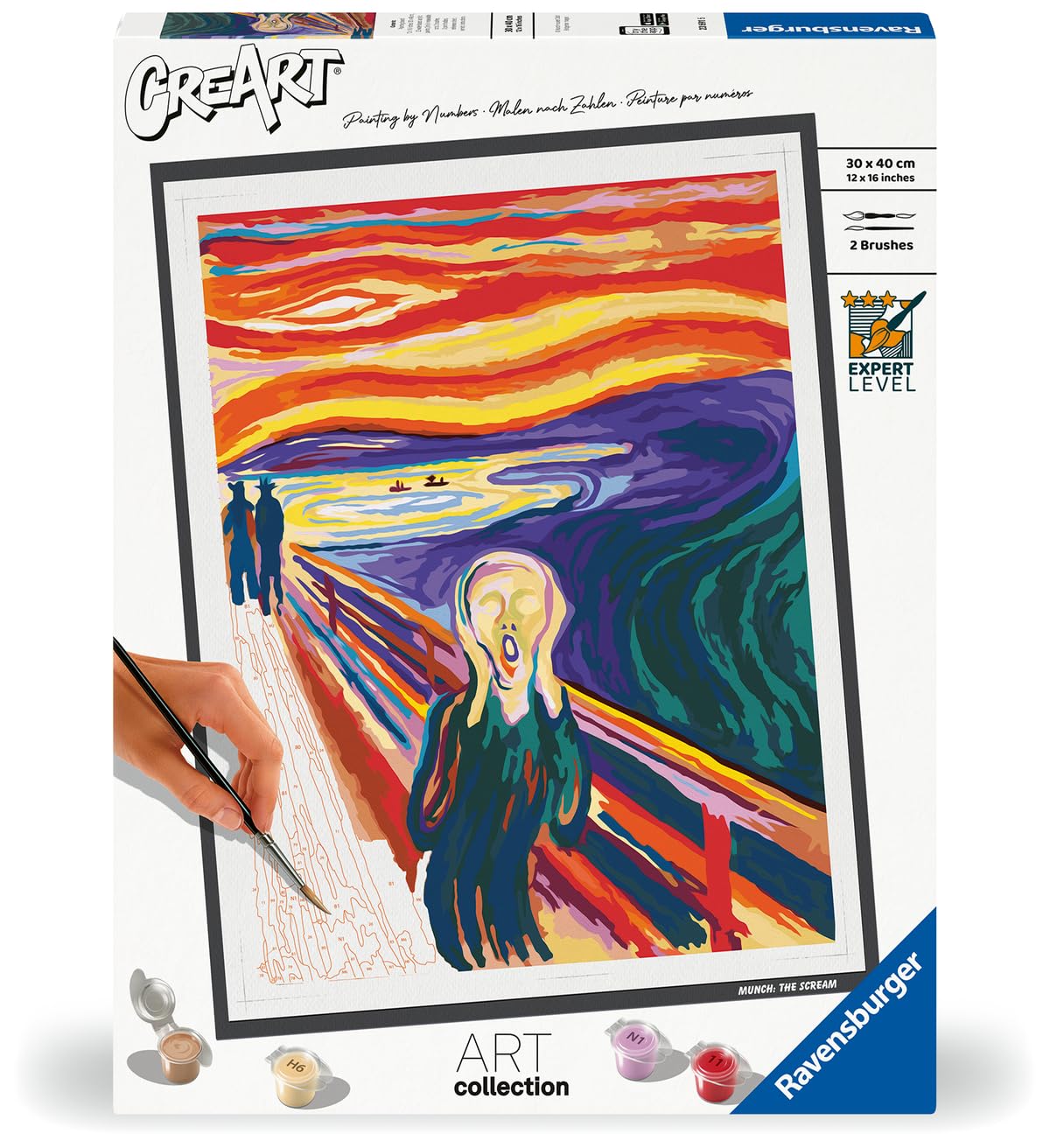 Ravensburger – CreArt 30x40 cm – Adulte – Peinture par numéros – Le Cri – Art Collection – Activité détente et créative – 23691
