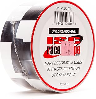 ISC Checkerboard Black & White Checkerboard Tape: 3 in. x 15 yds. (Black and White/Square Pattern)
