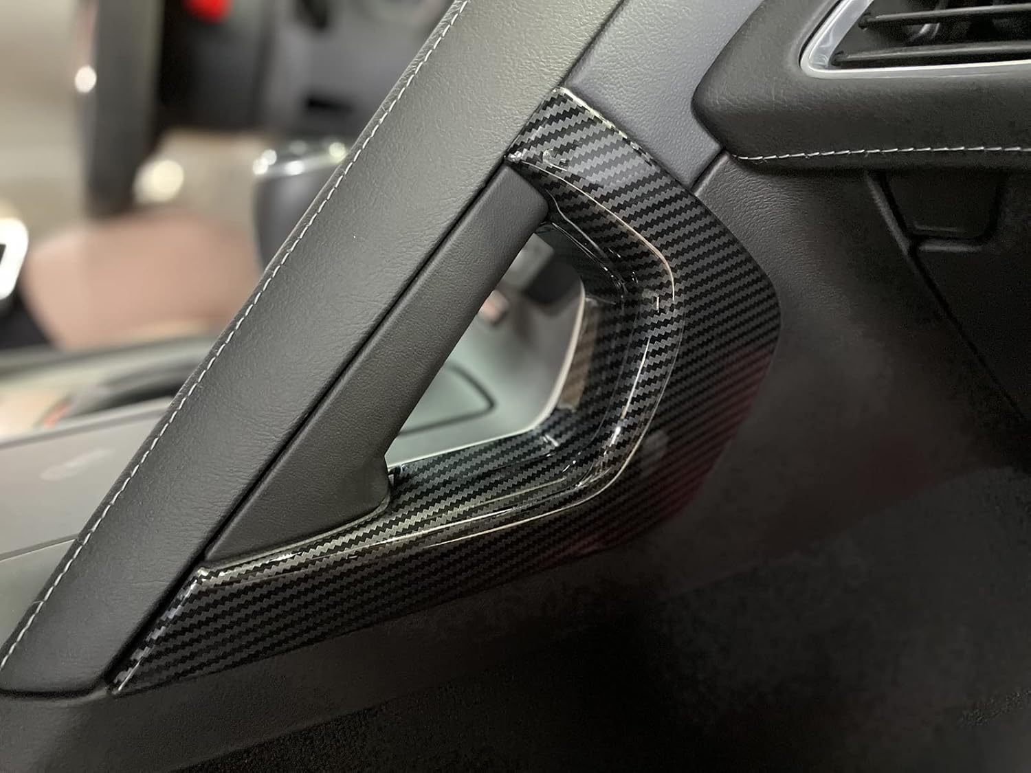 for C7 Corvette Carbon Fiber Central Control Armrest Cover Trim Accessories for 2014-2019 Chevrolet Corvette C7