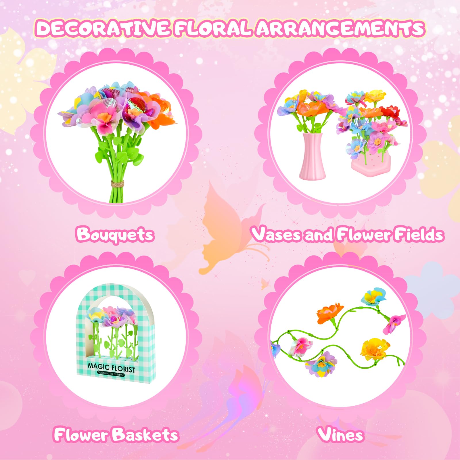 FORMIZON Activité Manuelle Enfant, Bricolage Kit Fabrication de Fleurs Tissu, Jouet Fleurs pour Enfant 3 Ans+, DIY Flower Making Bouquet Anniversaire Noël Cadeau Fille 4 5 6 7 8 9 10 Ans