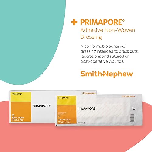 Miniatura 2 de Smith+Nephew PRIMAPORE Apósito adhesivo periférico IV, apósito adhesivo no tejido, almohadillas absorbentes para vendaje para heridas, productos