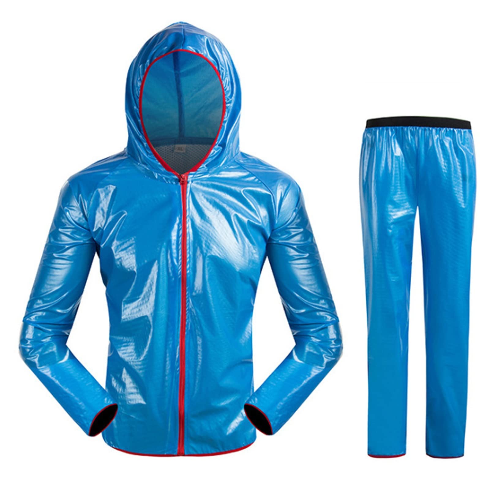 KFGISD, Windproof Breathable Hood Rainwear for Outdoor,Raincoats(Blue,XXL)