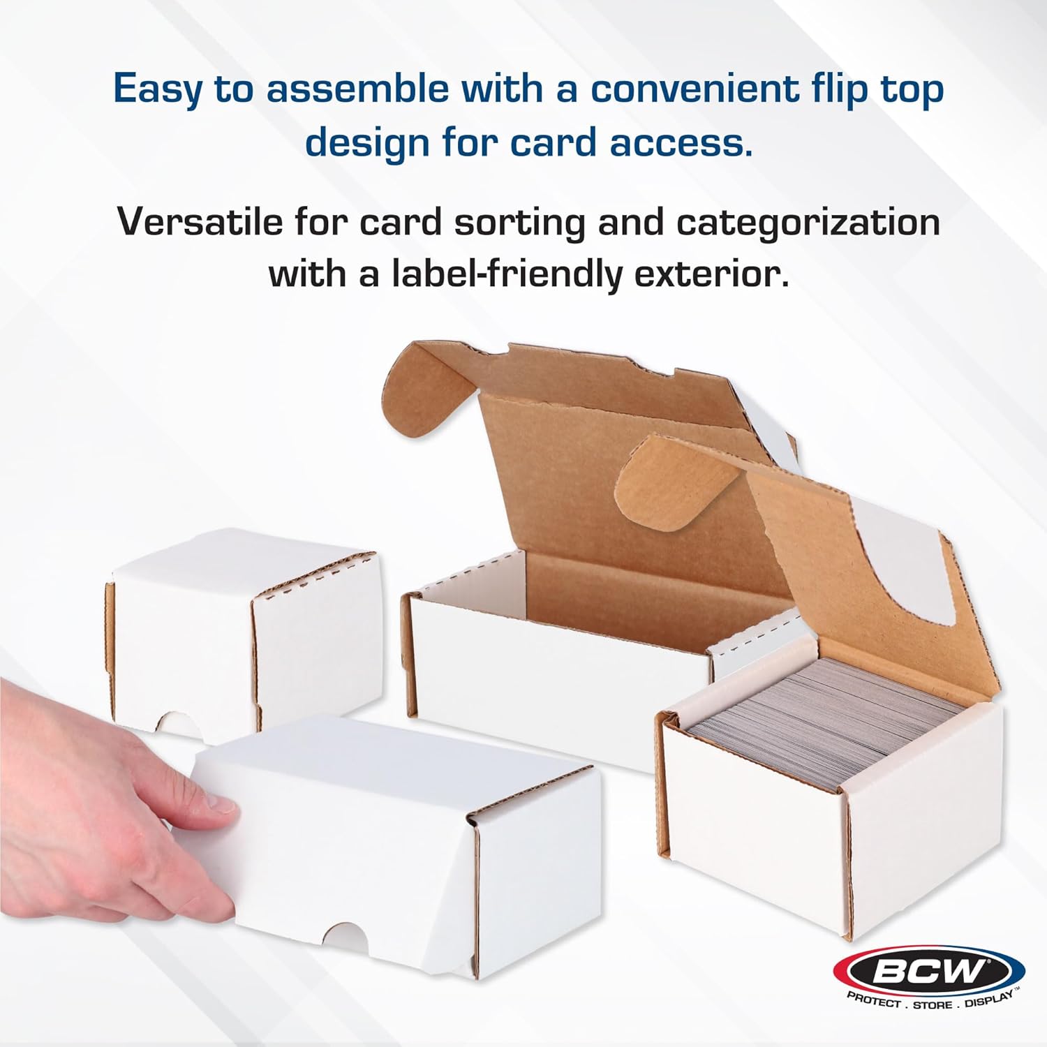 BCW 300 Count Trading Card Storage Box -50ct | Cardboard Organizer for Baseball, Basketball, Football Cards, MTG, Pokemon | Card Game Storage & Protection | Card Storage Box | Assembly Required