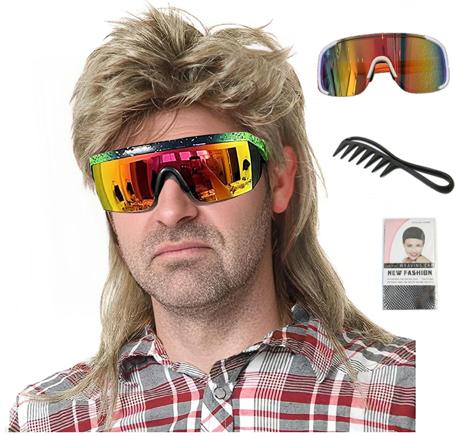 Traqur Mullet Wigs for Men Joe Dirt Emo Wig 80s Costumes Fancy Party Accessory Cosplay Wig Halloween Man x (Blonde)