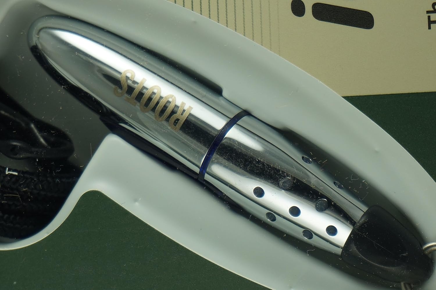 Cross Ion Gel Pen with Roots Lanyard Chrome with Blue Center with Roots Logo
