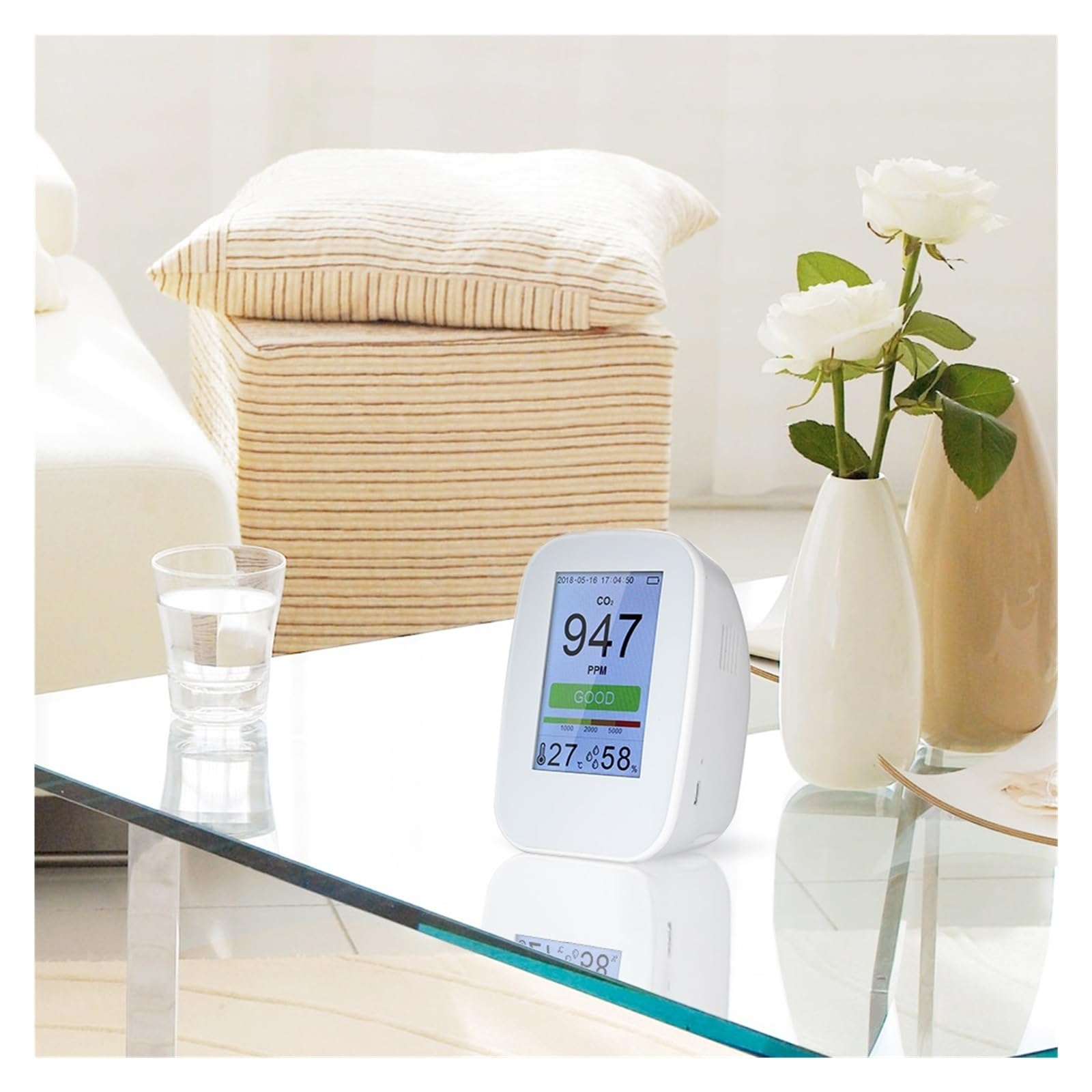 Cyfrowy detektor jakości powietrza kryty/zewnętrzny Tester HCHO i TVOC miernik CO2 Monitor Tester z akumulatorem do domu, hotelu(D9-H)