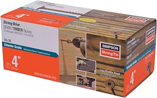 Simpson Strong-Tie SDWS 0.220" x 4" Timber Screws - Exterior Grade, Double-Barrier Coated, Washer Head, Pack of 50