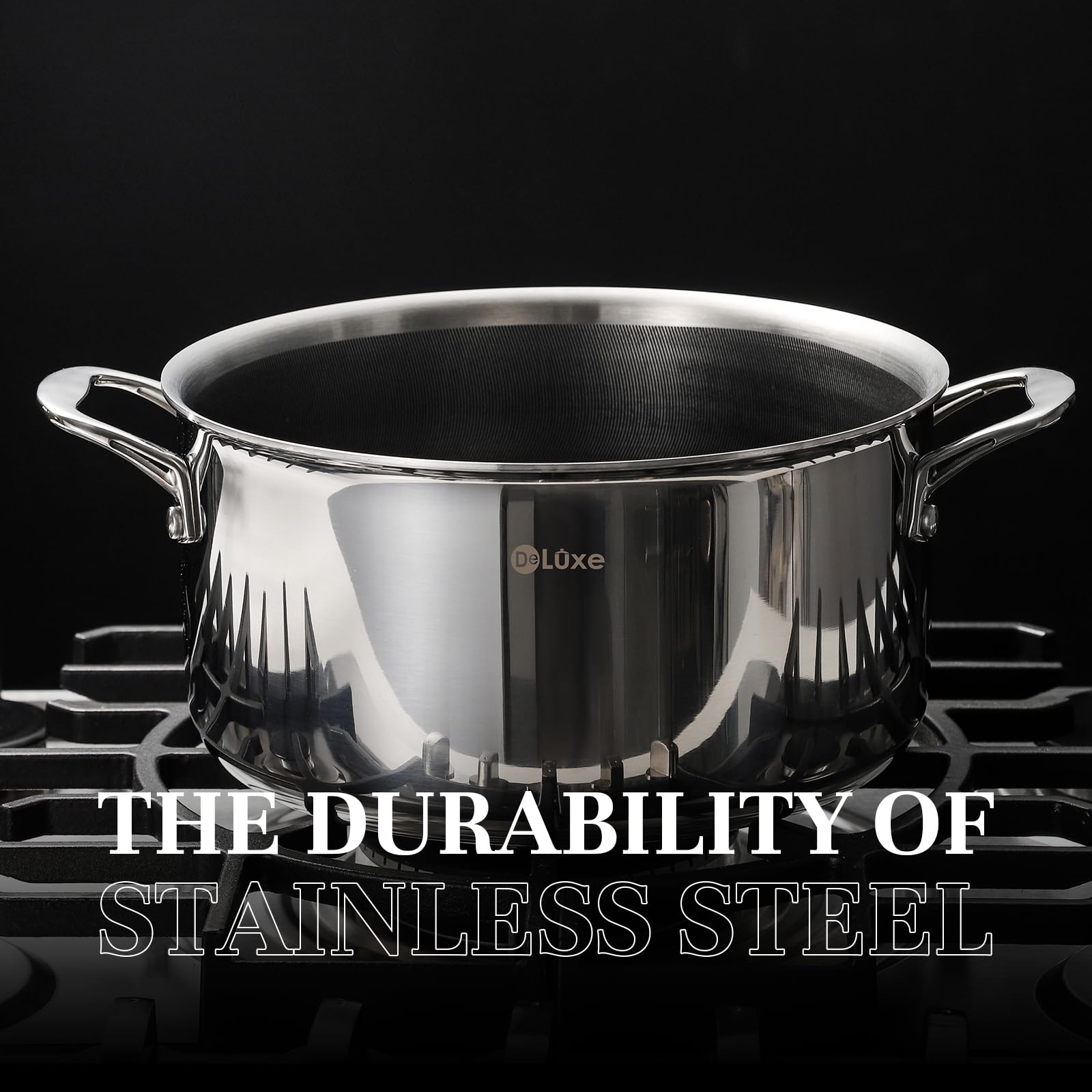 DELUXE Hybrid Ceramic Nonstick 5.4-Quart Dutch Oven with Tempered Glass Lid, Dishwasher Oven Safe, Induction Ready, PFOA Free Compatible with All Cooktops