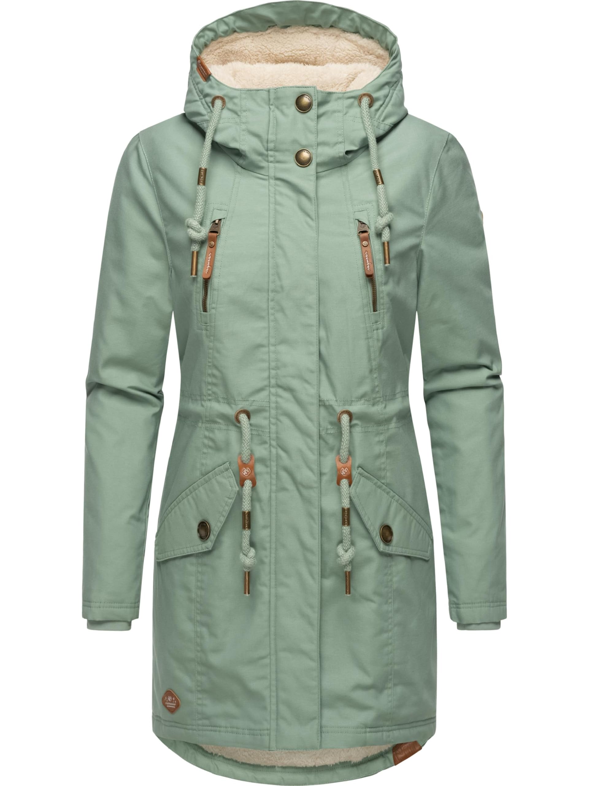 Ragwear Damen Winter-Kurzmantel Elsie mit Kapuze, vegan