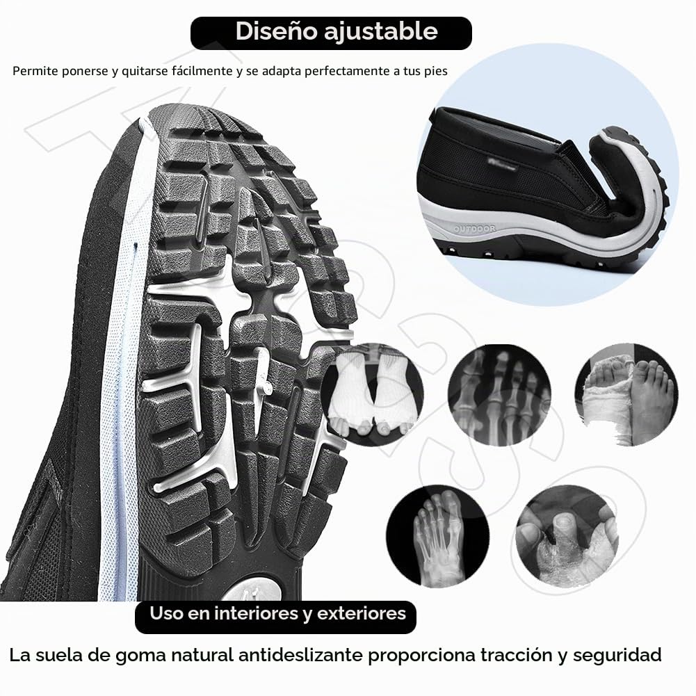 Zapatos Extra Ancho Mujer Invierno Cálidas Zapatos Especiales para Juanetes Mujer de Osteoartritis Zapatos Ancho Especial para Pies Delicados Antideslizantes y Cómodos,Negro,41/255mm