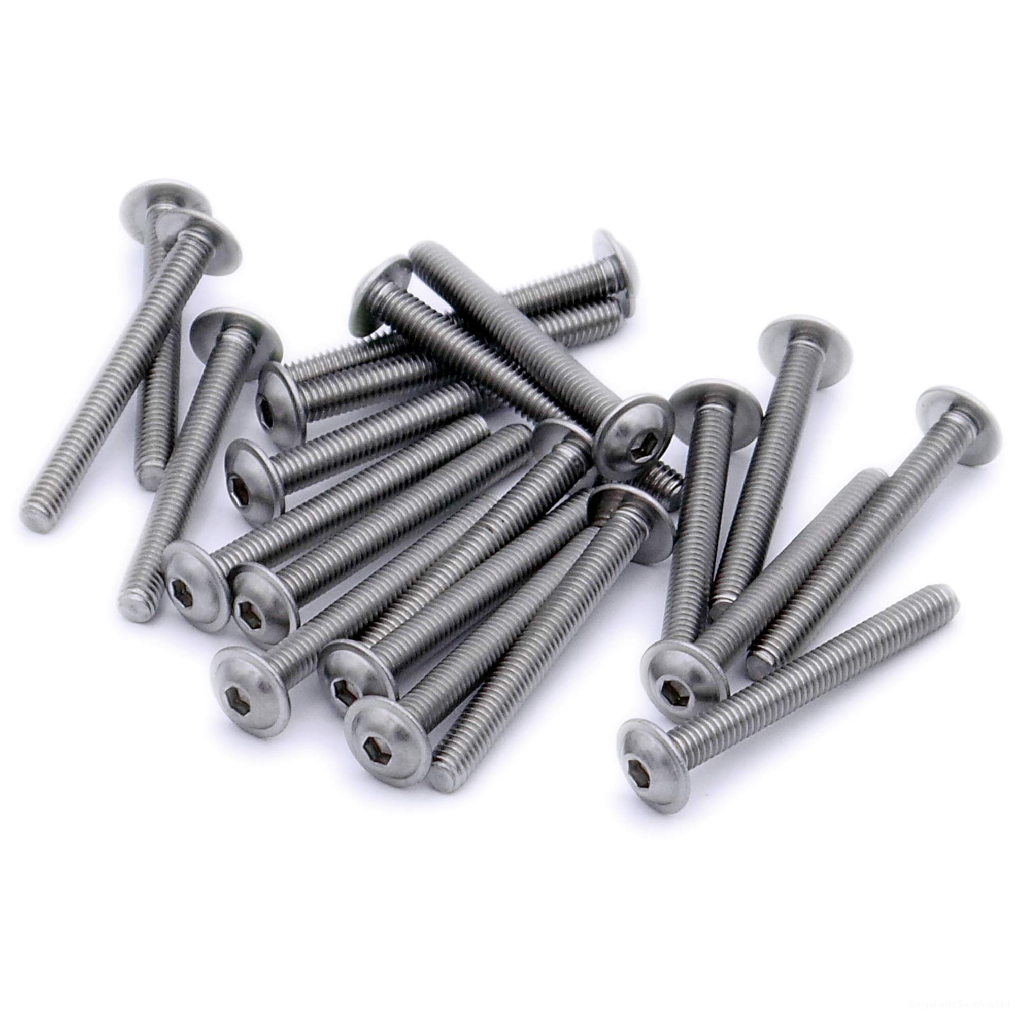 Singularity Supplies Silver M3 (3Mm X 16Mm) Flanged Hex Socket Button Machine Screw (Bolt) - Stainless Steel (A2) (Pack Of 20)
