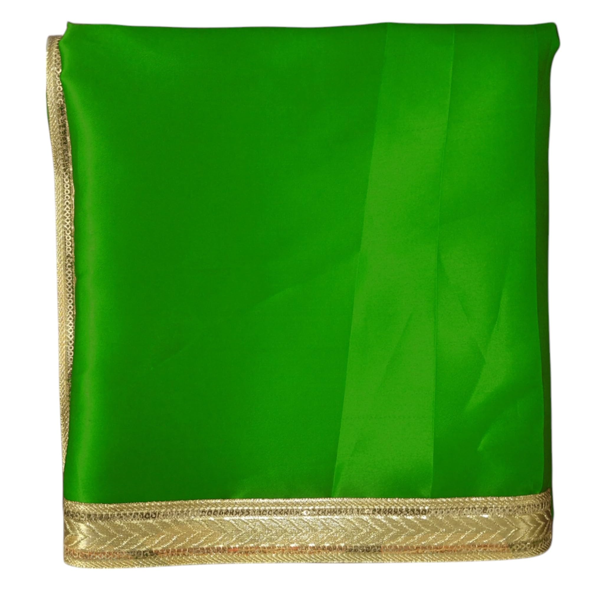 Green Satin Pooja Cloth for Mandir, 1 Meter Big Size Puja Chowki Aasan Kapda, Temple Altar Cloth for God Idol Decoration, Festival & Daily Use-image-15