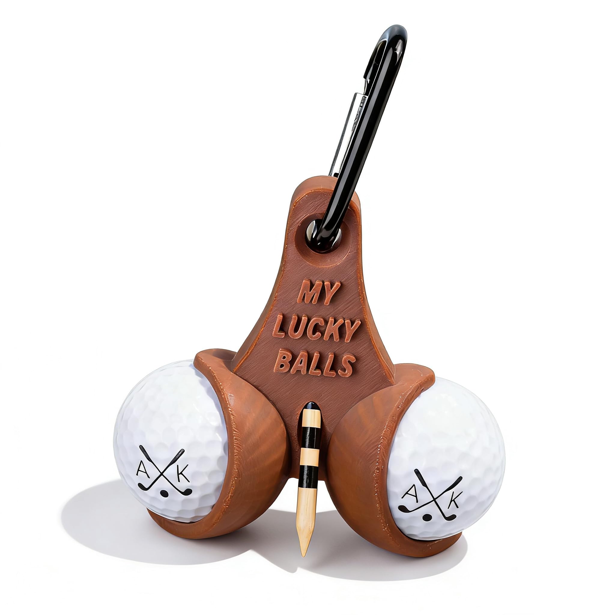 Personalised 3D Printed Funny Golf Ball Holder and Tee Holder with Clip Custom Name Novelty Golf Ball Rack Golf Accessories Golf Gifts for Men Women Husband Boyfriend Dad Golfers Golf Lovers
