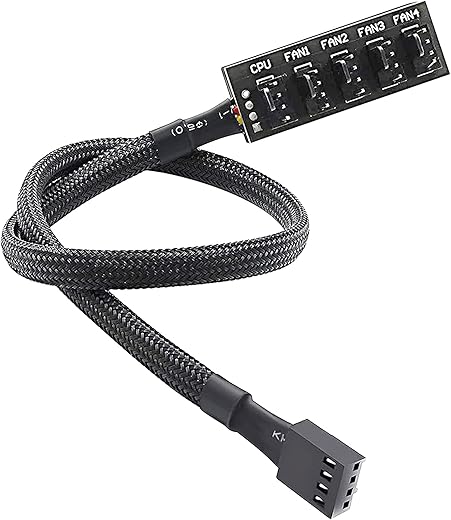 Verilux Pwm Fan Hub,Splitter Adapter Sleeved,15.7 Inch Pc Cpu Cooling 4Pin/3Pin Fan Power Extension Cable Hub,Pwm Case Fan Splitter For 12V Desktop…