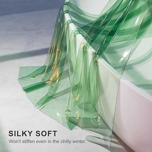 Miniatura 2 de AmazerBath Cortina de ducha resistente y forro 2 en 1, 100% EVA, forro de cortina de ducha suave y transparente verde menta, cortina de ducha de