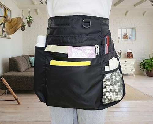 Miniatura 5 de Bafelia Delantal de limpieza impermeable con 8 bolsillos, suministros de limpieza para el hogar, delantal de criada ligero y duradero