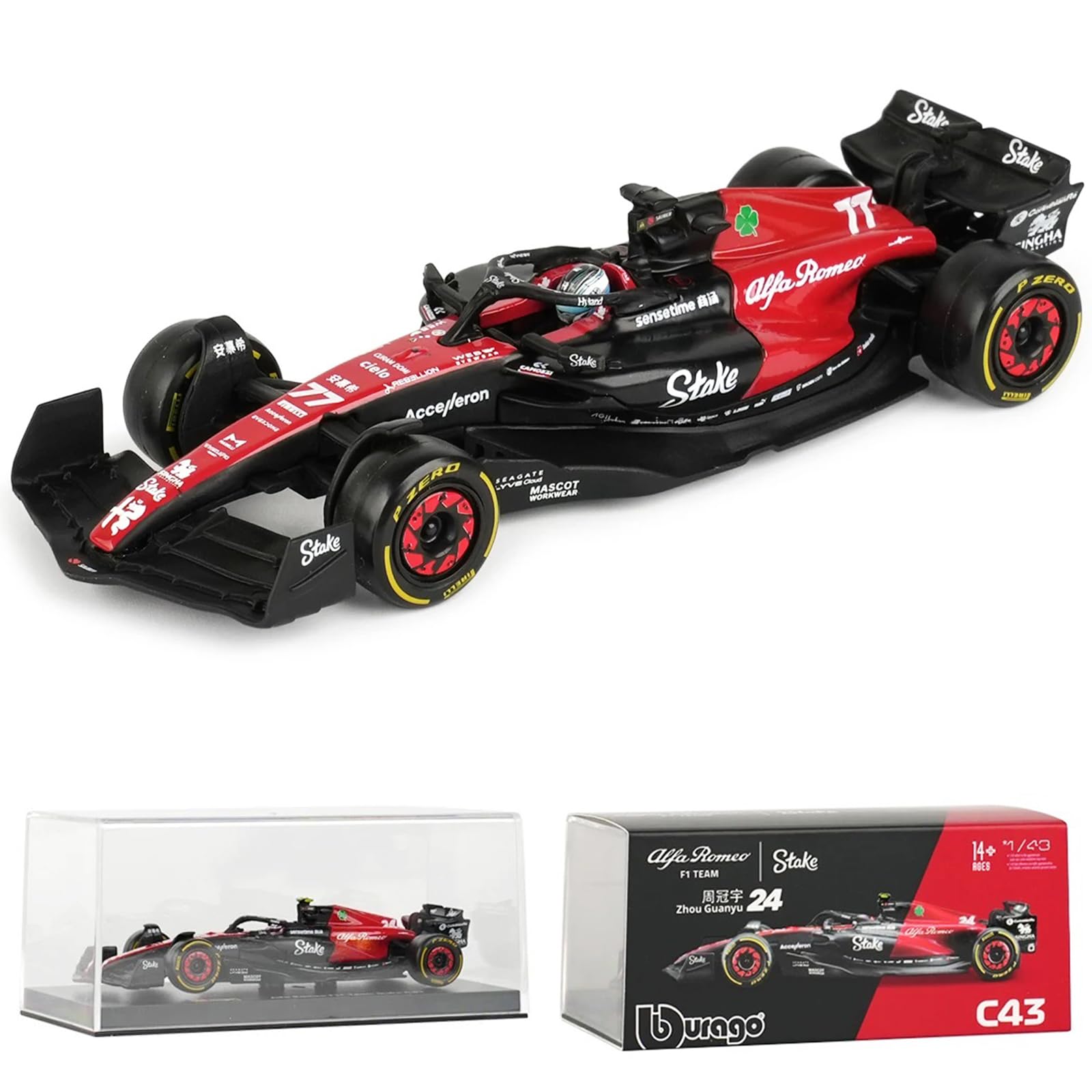 JODIYAAH 1/43 Bburago Alfa Romeo F1 Team Stake 2023 Zhou Guanyu F1