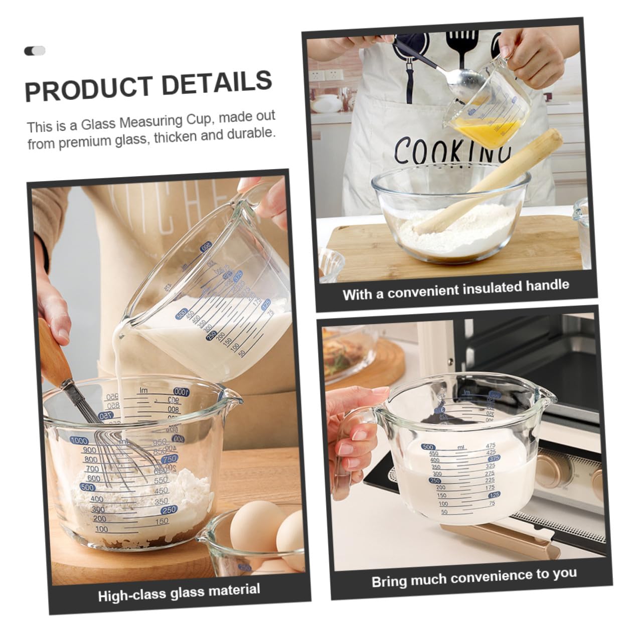 Glas Hitzebeständiger 500ml mit Skala Messbecher für Zuhause