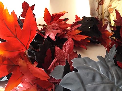 Miniatura 7 de Red & Black Fall Leaves Garland for Mantel, Staircase, Table Runner